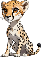 AI generated Cheetah Cartoon Illustration Design png