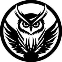 Owl, Black and White Vector illustration