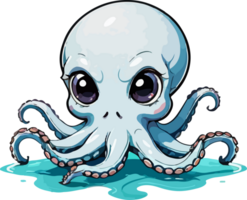 ai gegenereerd Octopus illustratie tekenfilm karakter png