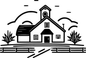 Farmhouse - Black and White Isolated Icon - Vector illustration