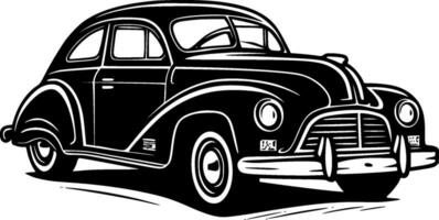 coche - negro y blanco aislado icono - vector ilustración