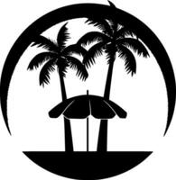 Beach, Black and White Vector illustration