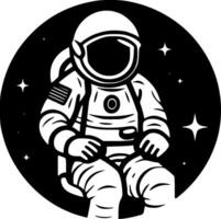 astronauta - negro y blanco aislado icono - vector ilustración