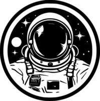 astronauta - negro y blanco aislado icono - vector ilustración