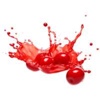 AI generated Red drops and splashes of ketchup or sauce png