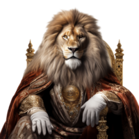 AI generated The Royal Lion with luxury dress costume. Close-up png