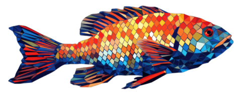 AI generated Exotic fish pixel art underwater col, AI Generatedorful creatures, transparent background png