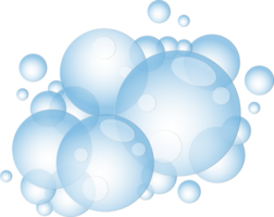 Cartoon soap foam with bubbles. Light blue suds of bath, shampoo, shaving, mousse. png