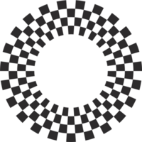 Checkerboard circle frame with black and white chess pattern.Y2k geometric shape. Retro groovy illustration png