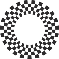 Checkerboard circle frame with black and white chess pattern.Y2k geometric shape. Retro groovy illustration png