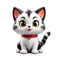 Set of cute white little kitten or cat minimal 3d style characters isolated on transparent PNG background PNG AI Generative