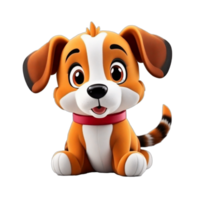 Cute little puppy dog minimal 3d style characters isolated on transparent PNG background PNG AI Generative