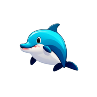 cartoon dolphin characters isolated on transparent PNG background PNG AI Generative