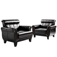 ai gegenereerd verzameling van luxueus elegant knus leer gevormde sofa met kussens geïsoleerd Aan transparant achtergrond PNG ai generatief