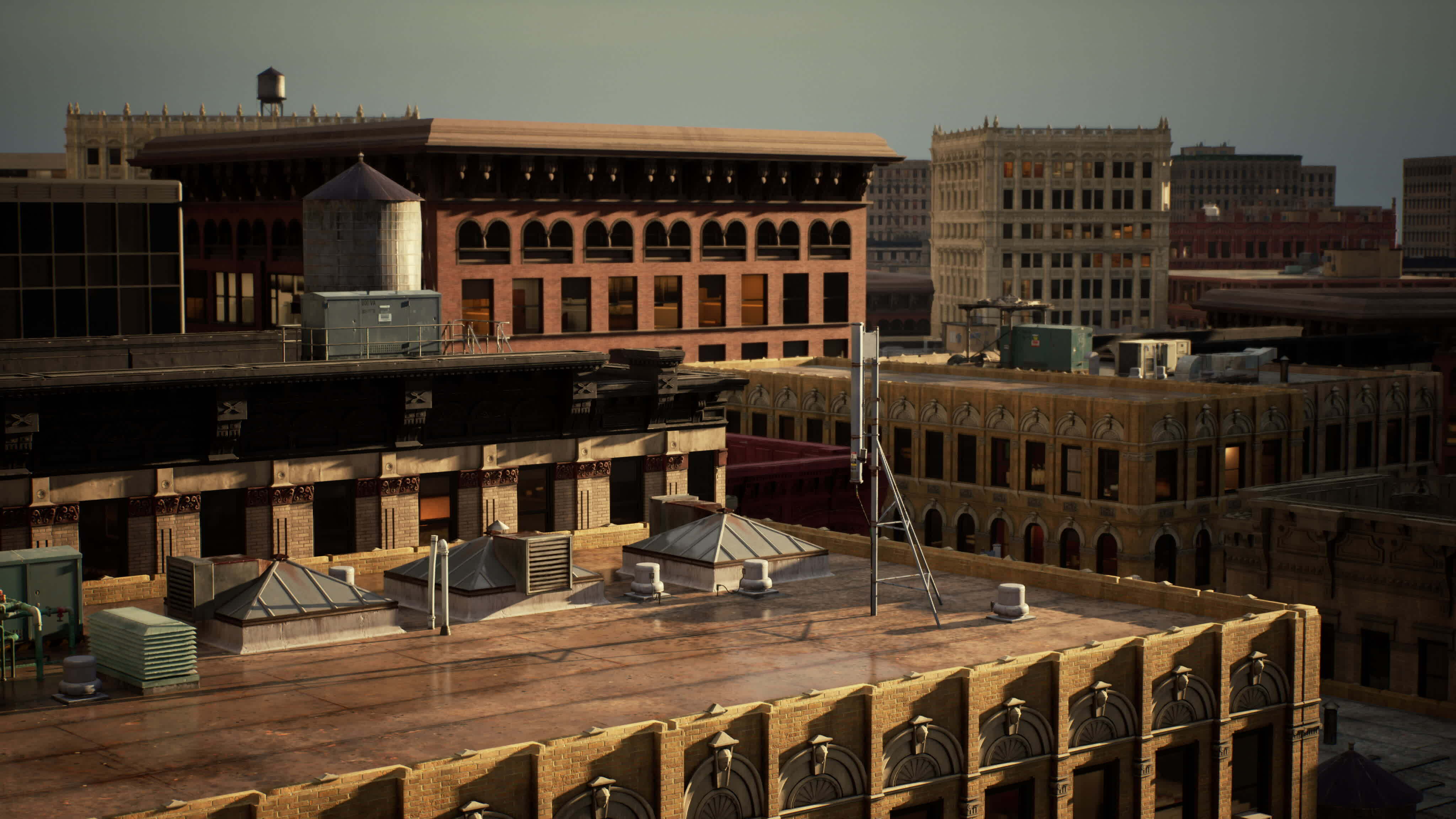 During sunrise the rooftops of Manhattan 34801650 Stock Video at Vecteezy