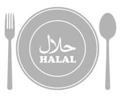 Halal Icon Symbol on the Plate, Fork and Spoon for Islamic Food and Beverage, can use for Logo Gram, Website, Banner, Culinary Poster, Sticker, Food and Beverage Menu Design, Restaurant Advertising. png
