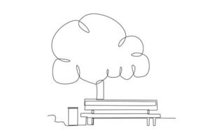 A bench with a tree behind it vector