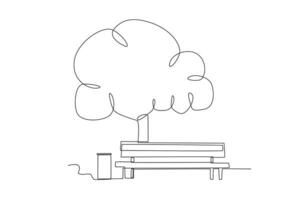 A bench with a tree behind it vector