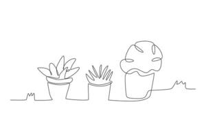 various flowers in pots vector