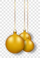 Beautiful gold Christmas balls. New Year Celebration. Vector illustration EPS10