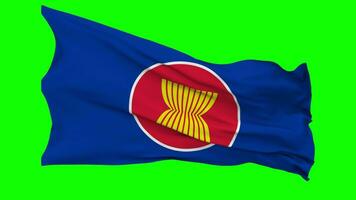 Association of Southeast Asian Nations, ASEAN Flag Waving Seamless Loop in Wind, Chroma Key Green Screen, Luma Matte Selection video