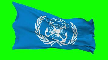 International Maritime Organization, IMO Flag Waving Seamless Loop in Wind, Chroma Key Green Screen, Luma Matte Selection video