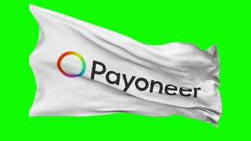 Payoneer Global Inc Flag Waving Seamless Loop in Wind, Chroma Key Green Screen, Luma Matte Selection video