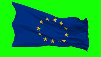 europeo unione, Unione Europea bandiera agitando senza soluzione di continuità ciclo continuo nel vento, croma chiave verde schermo, luma Opaco selezione video