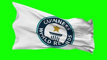 Guinness World Records Flag Waving Seamless Loop in Wind, Chroma Key Green Screen, Luma Matte Selection video