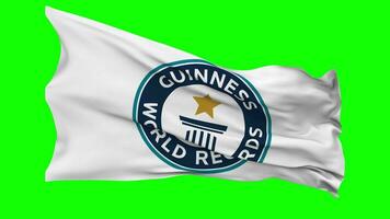 guinness mundo registros bandera ondulación sin costura lazo en viento, croma llave verde pantalla, luma mate selección video