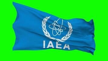 International Atomic Energy Agency, IAEA Flag Waving Seamless Loop in Wind, Chroma Key Green Screen, Luma Matte Selection video