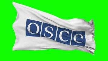 organización para seguridad y co operación en Europa, osce bandera ondulación sin costura lazo en viento, croma llave verde pantalla, luma mate selección video