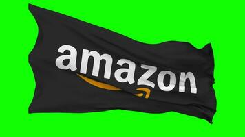 Amazon Web Services Flag Waving Seamless Loop in Wind, Chroma Key Green Screen, Luma Matte Selection video