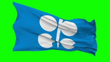 organización de el petróleo exportador países, OPEP bandera ondulación sin costura lazo en viento, croma llave verde pantalla, luma mate selección video