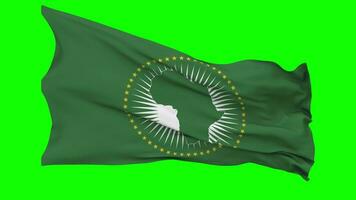 African Union Flag Waving Seamless Loop in Wind, Chroma Key Green Screen, Luma Matte Selection video