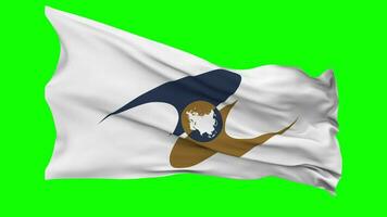 Eurasian Economic Union, EAEU, EEU Flag Waving Seamless Loop in Wind, Chroma Key Green Screen, Luma Matte Selection video