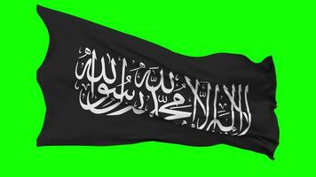 Shahadah Islamic Flag Waving Seamless Loop in Wind, Chroma Key Green Screen, Luma Matte Selection video