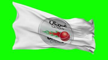 Oman National Cricket Team, Oman Cricket Board Flag Waving Seamless Loop in Wind, Chroma Key Green Screen, Luma Matte Selection video