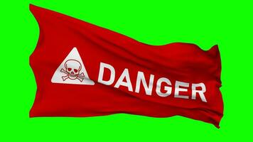 Skulls and Crossbones Danger Flag Waving Seamless Loop in Wind, Chroma Key Green Screen, Luma Matte Selection video