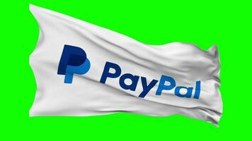 PayPal Holdings Inc Flag Waving Seamless Loop in Wind, Chroma Key Green Screen, Luma Matte Selection video
