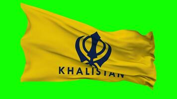 Khalistan Flag Waving Seamless Loop in Wind, Chroma Key Green Screen, Luma Matte Selection video