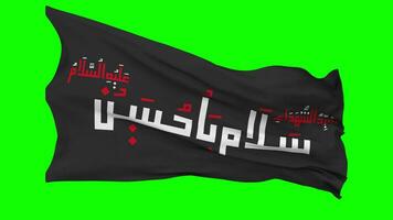 ya Hussain wie Flagge winken nahtlos Schleife im Wind, Chroma Schlüssel Grün Bildschirm, Luma matt Auswahl video