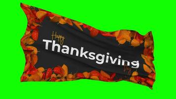 Thanksgiving Day Flag Waving Seamless Loop in Wind, Chroma Key Green Screen, Luma Matte Selection video