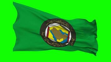 Cooperation Council for the Arab States of the Gulf, Gulf Cooperation Council, GCC Flag Waving Seamless Loop in Wind, Chroma Key Green Screen, Luma Matte Selection video