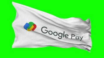 Google Pay Flag Waving Seamless Loop in Wind, Chroma Key Green Screen, Luma Matte Selection video