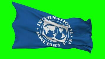 Internationale monetair fonds, imf vlag golvend naadloos lus in wind, chroma sleutel groen scherm, luma matte selectie video