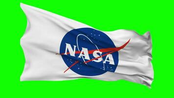 National Aeronautics and Space Administration, NASA Flag Waving Seamless Loop in Wind, Chroma Key Green Screen, Luma Matte Selection video