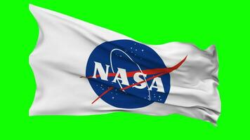 nacional aeronáutica y espacio administración, nasa bandera ondulación sin costura lazo en viento, croma llave verde pantalla, luma mate selección video