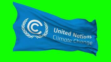 vereinigt Nationen Rahmen Konvention auf Klima ändern, unfccc vereinigt Nationen Rahmen Konvention auf Klima ändern, unfccc Flagge winken nahtlos Schleife im Wind, Chroma Schlüssel Grün Bildschirm, Luma matt video
