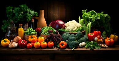 AI generated Vegetable counter in a store or market, fresh eco products, health care - AI generated image photo